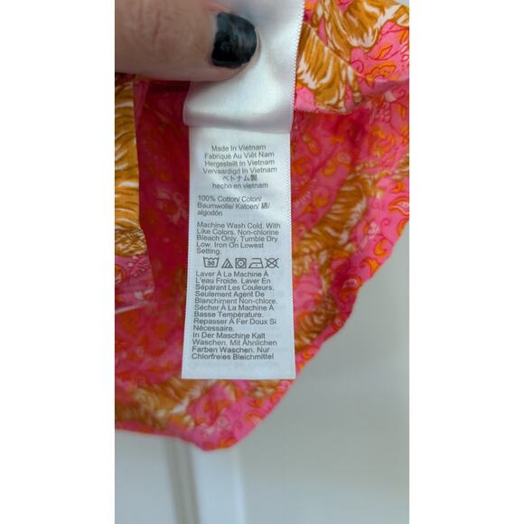 J. Crew Factory Short Sleeve Pajama Set with Cropped Pants Pink Tiger - Picture 5 of 10